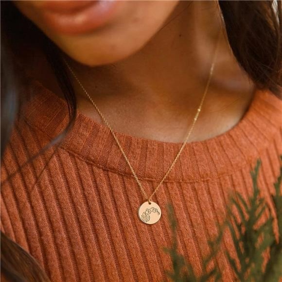 MEVECCO Birth Flower Necklace 18k Gold Custom Floral Pendant Necklaces - Picture 3 of 7